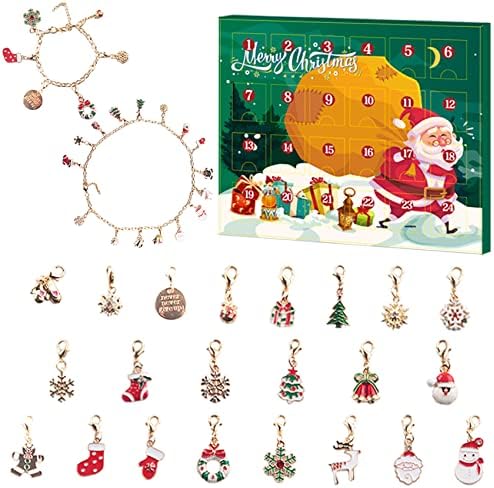 Vianočný Adventný kalendár 2022 pre dievča vianočný odpočítavací náramok a náhrdelník pre deti vianočný odpočítavací