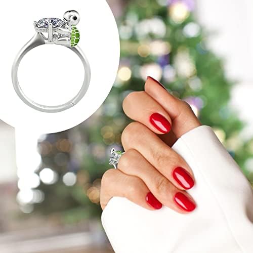 Ženy sľubujú prsteň karikatúra korytnačka Drahokamu zásnubný prsteň pre ženy kubický zirkón snubný prsteň šperky