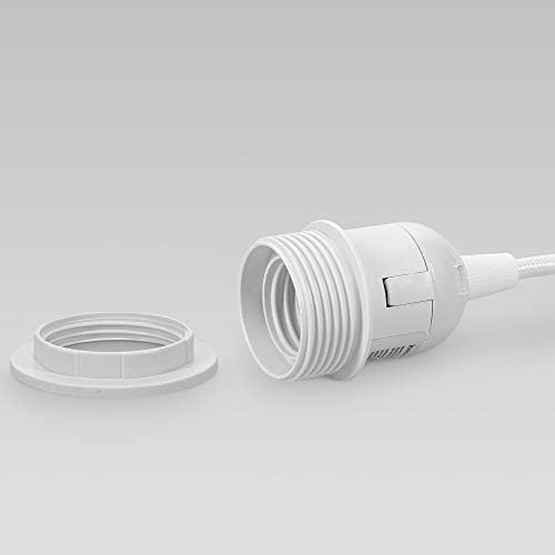 Kwmobile Plug-In Light Cord-12 stôp dlhý látkový závesný lampový kábel so zástrčkou, zásuvka E26 - na zavesenie DIY stropného osvetlenia-Biela