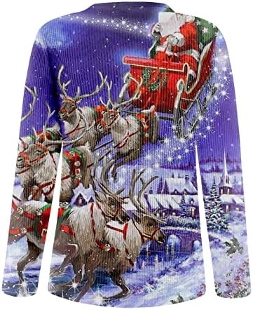 Dámske rolák sveter U-Neck zips tlačený sveter Vianočné Dlhý rukáv T-Shirt roztomilé jarné svetre