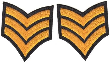 Odznak seržanta armády vľavo a vpravo našité nažehľovacie nášivky vyšívaná nášivka