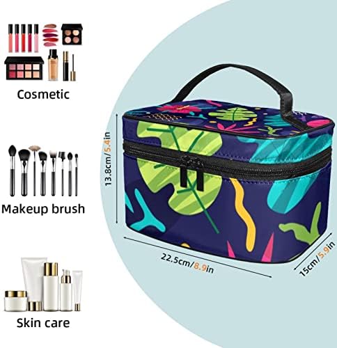 Tbouobt kozmetická taška pre ženy, Make-up tašky priestranné toaletné puzdro cestovný darček, tropický list ibištek