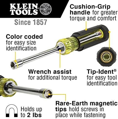 Klein Tools 65064 šesťhranná hlava 2-v-1 maticový ovládač, 1/4-palcový a 5/16-palcový
